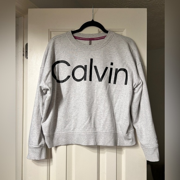 Calvin Klein Logo Vintage Style Sweatshirt Gray Cotton Size Large 90s - Picture 1 of 5